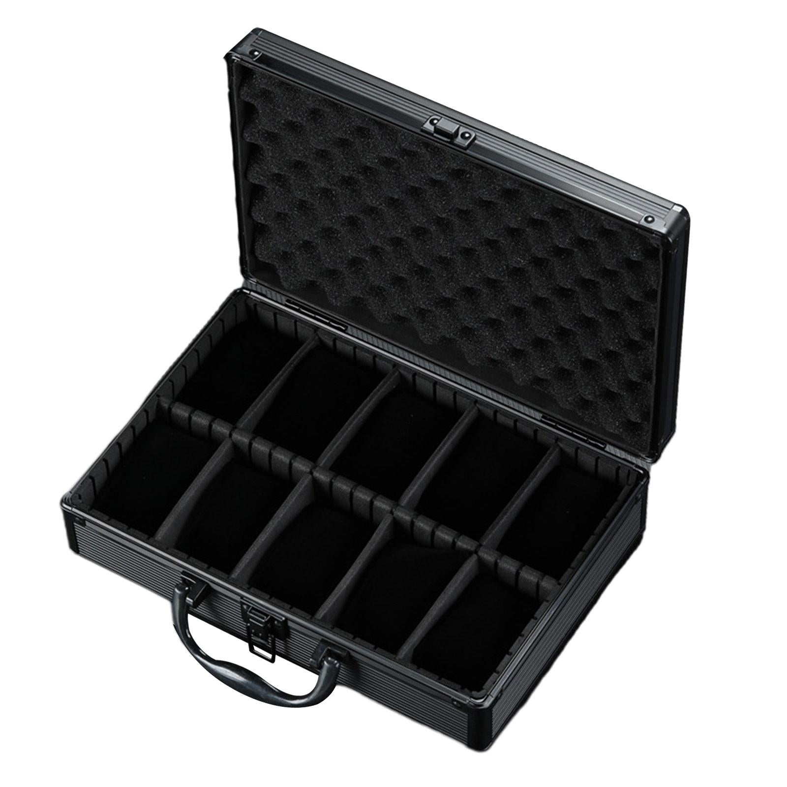 Watch Case Aluminum Alloy Gift Watch Box for Travel Watch Collectors Friends 10 Slot with Handle