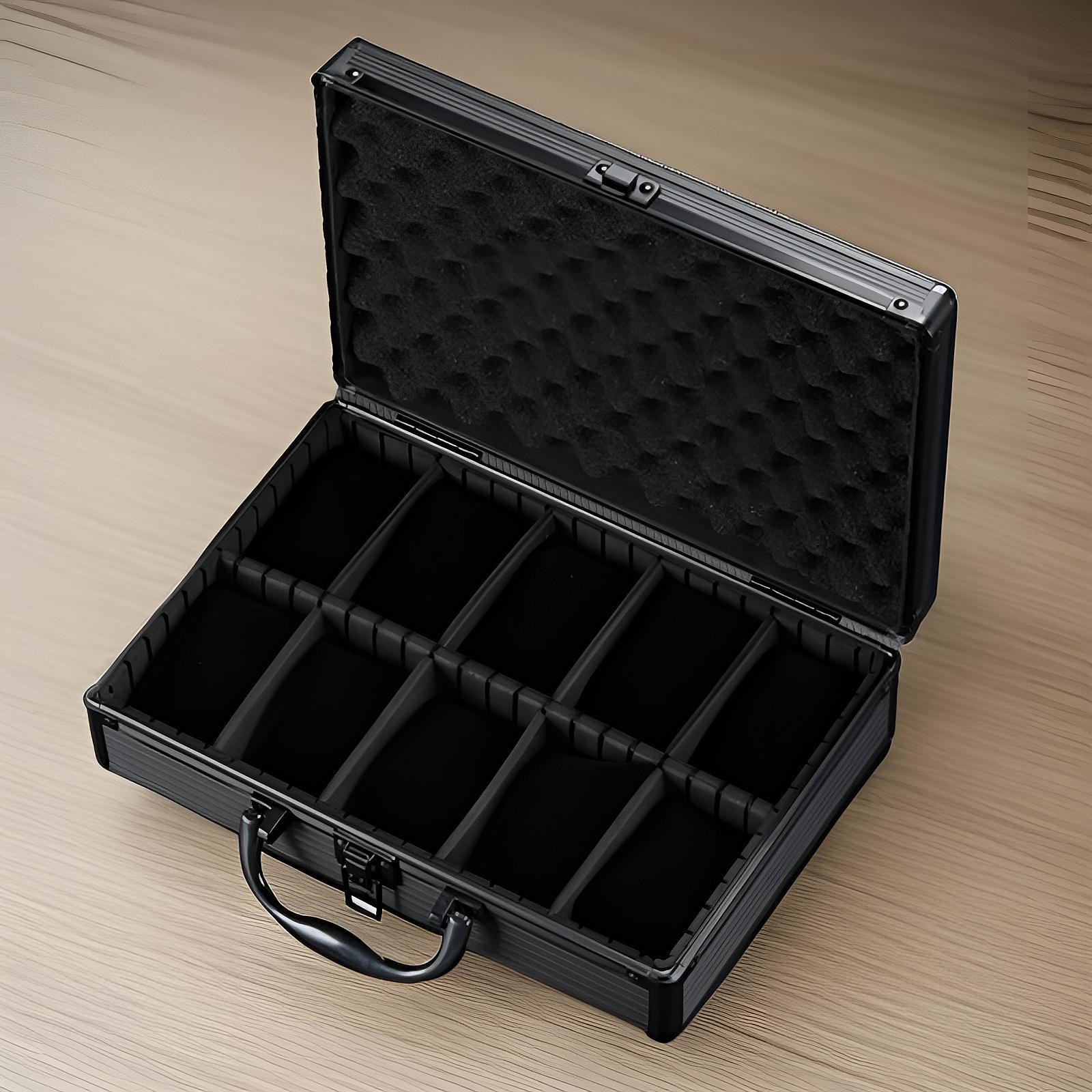 Watch Case Aluminum Alloy Gift Watch Box for Travel Watch Collectors Friends 10 Slot with Handle