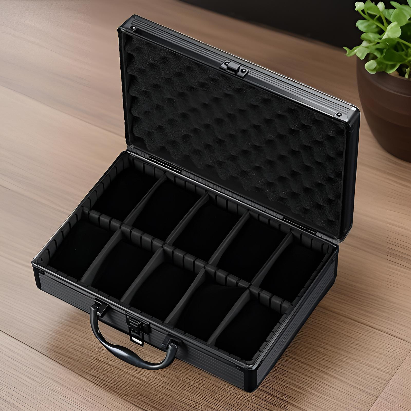 Watch Case Aluminum Alloy Gift Watch Box for Travel Watch Collectors Friends 10 Slot with Handle