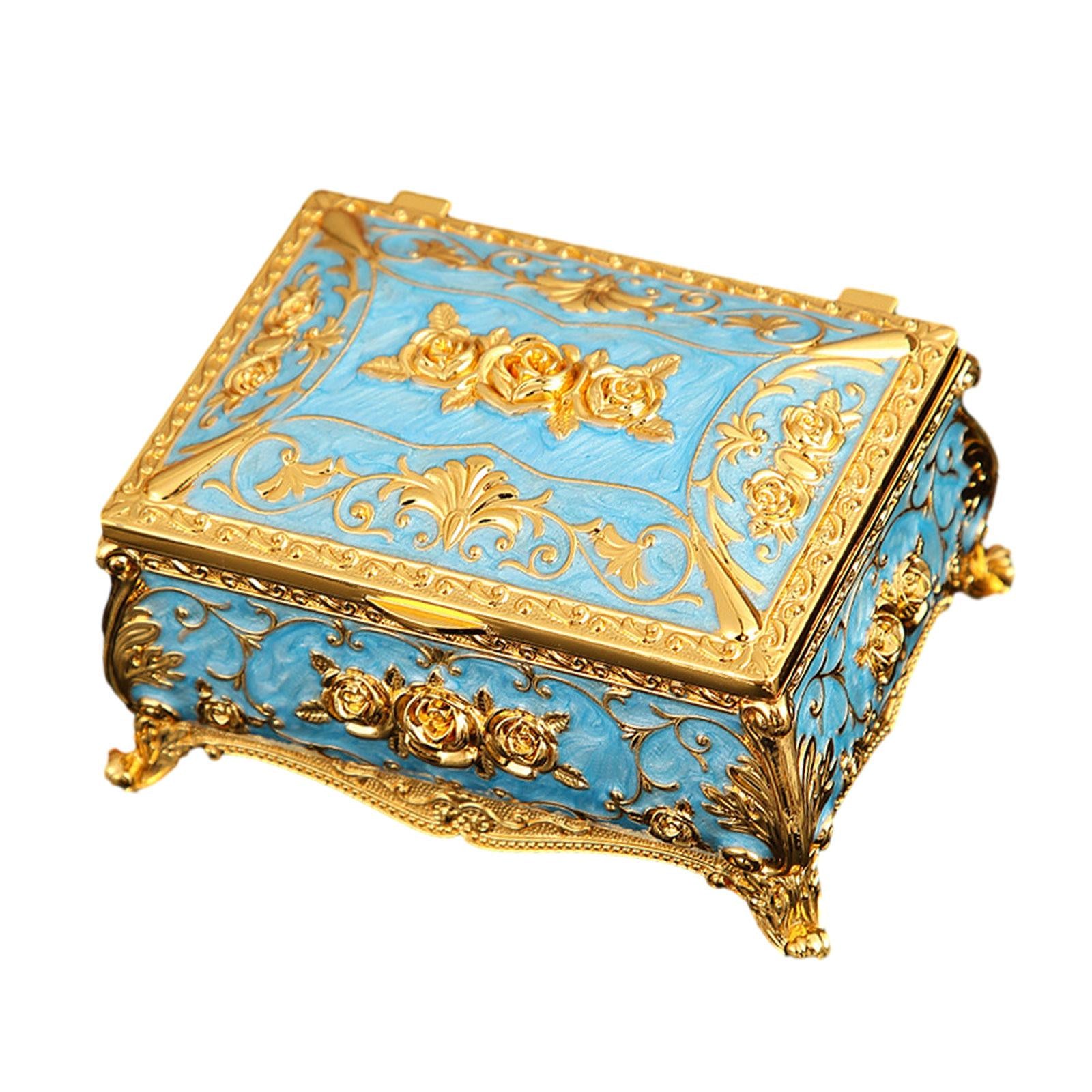Enameled Jewelry Box Trinket Box for Ear Studs Pendants Charms Birthday Gift Blue