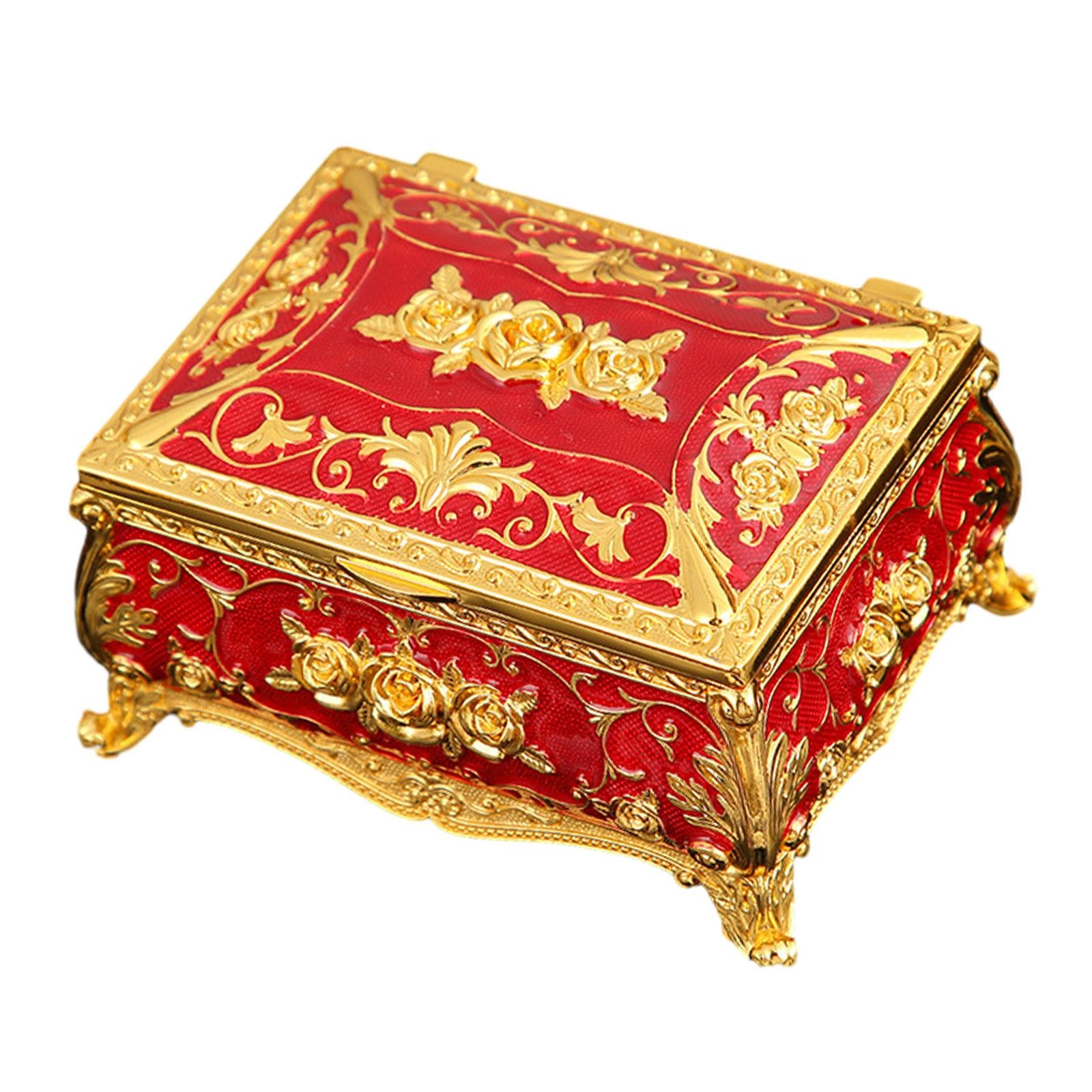 Enameled Jewelry Box Trinket Box for Ear Studs Pendants Charms Birthday Gift Red