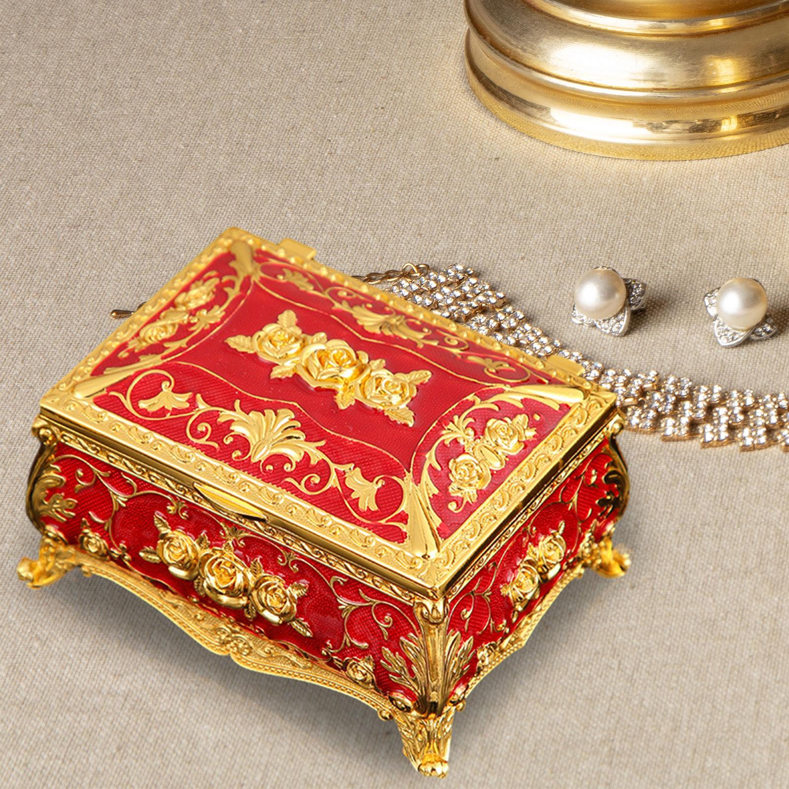 Enameled Jewelry Box Trinket Box for Ear Studs Pendants Charms Birthday Gift Red