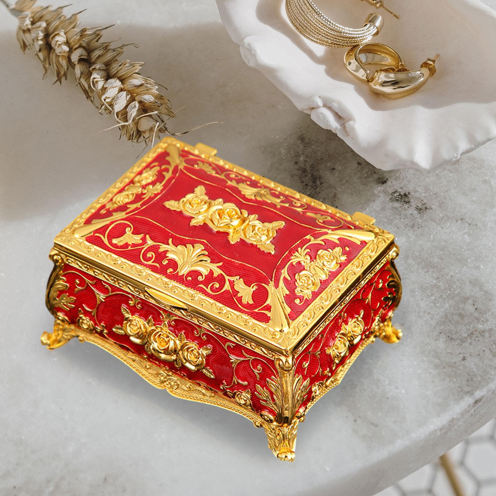 Enameled Jewelry Box Trinket Box for Ear Studs Pendants Charms Birthday Gift Red