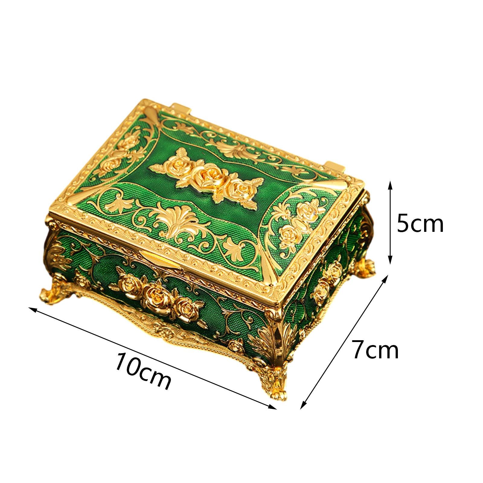 Enameled Jewelry Box Trinket Box for Ear Studs Pendants Charms Birthday Gift Green