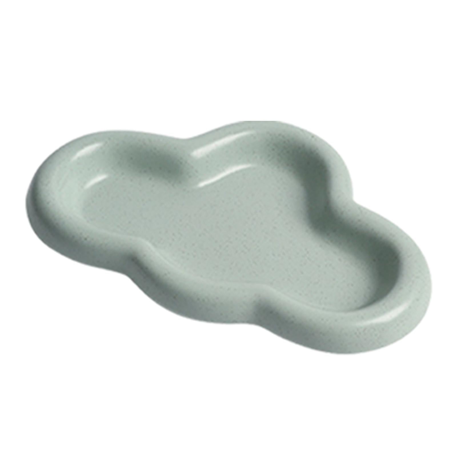 Trinket Tray Watch Keys Tray Ceramic Jewelry Plate for Bedside Table Desktop Matte Green