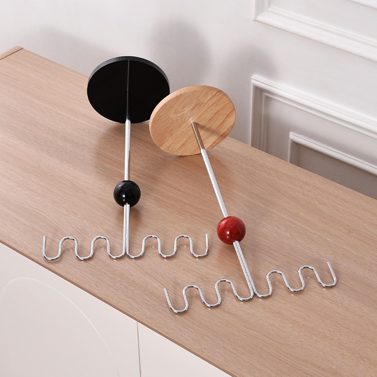 Necklace Organizer Stand Metal Earring Holder for Bangles Pendants Bracelets Red Acrylic Base