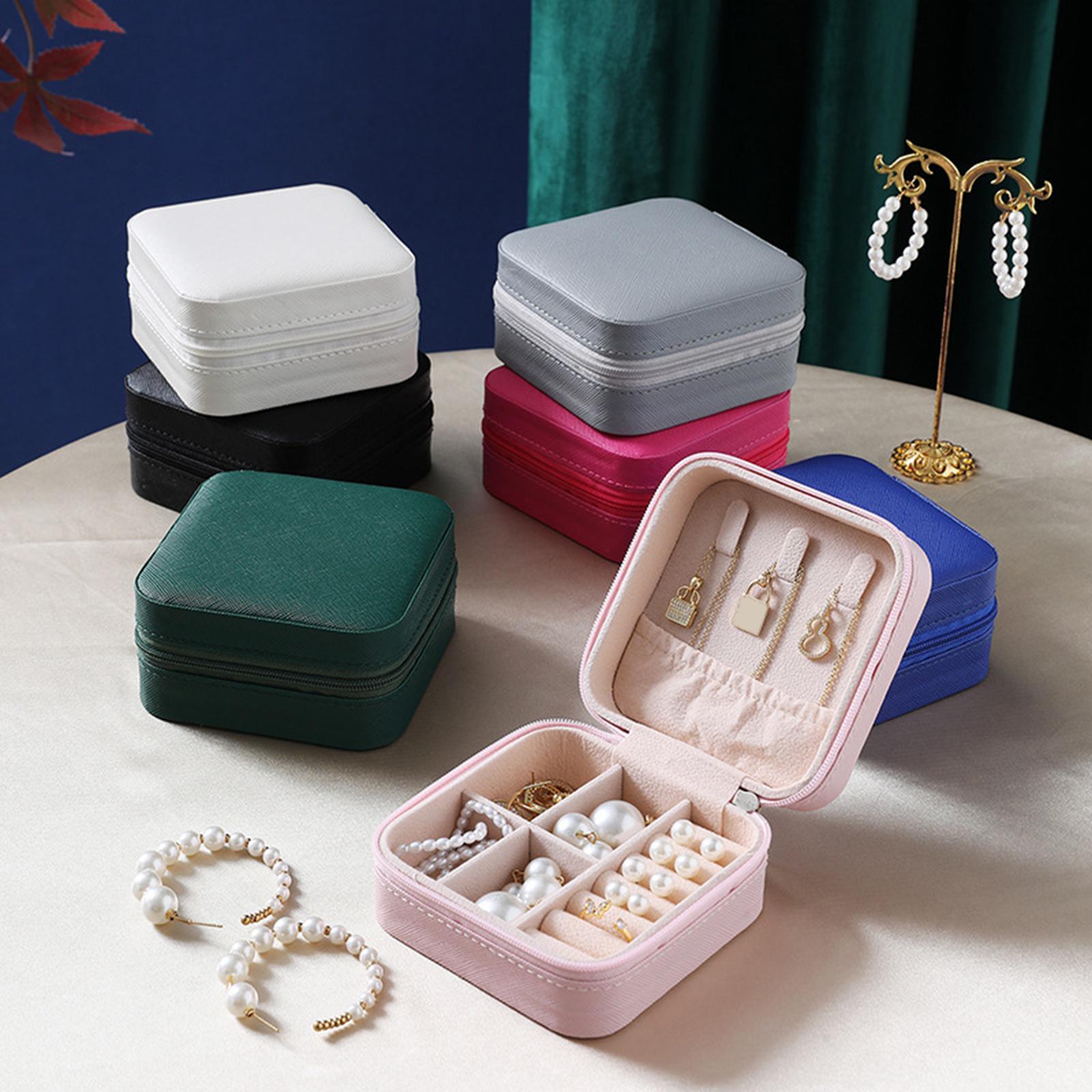 Jewelry Box Container Showcase Jewelry Storage Box for Pendant Charm Earring Beige