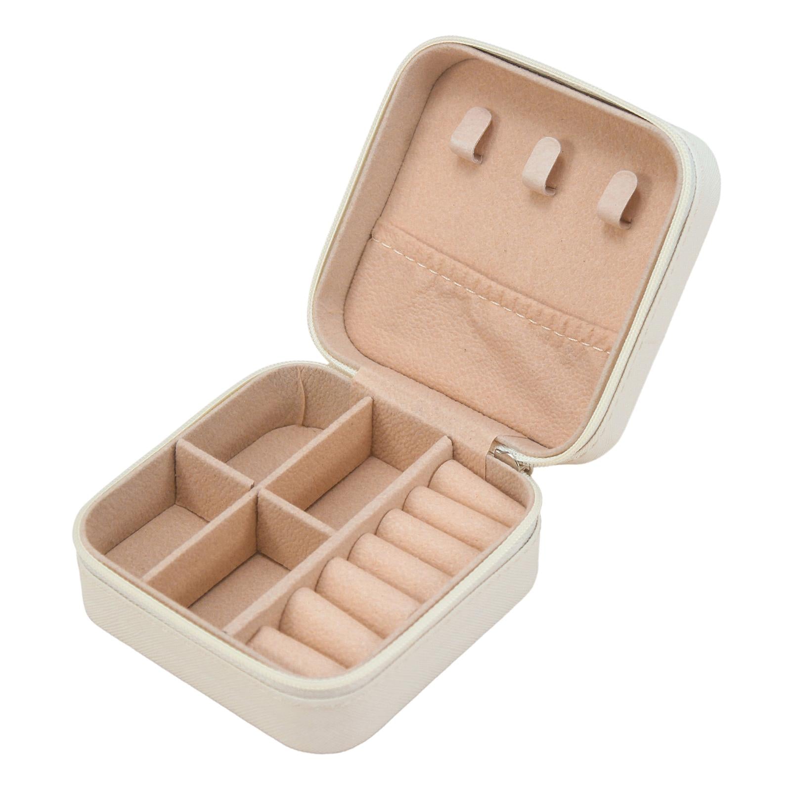 Jewelry Box Container Showcase Jewelry Storage Box for Pendant Charm Earring Beige