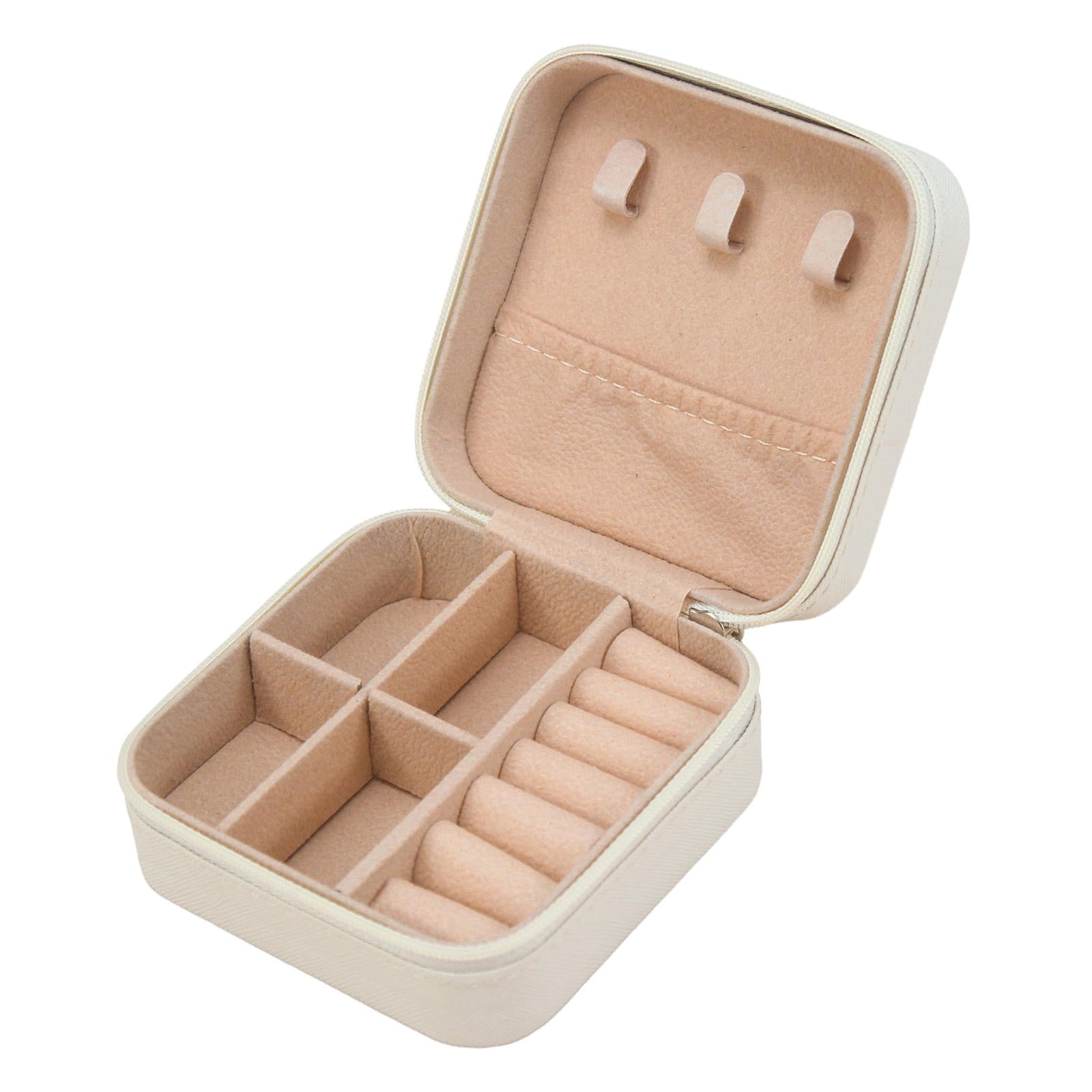 Jewelry Box Container Showcase Jewelry Storage Box for Pendant Charm Earring Beige