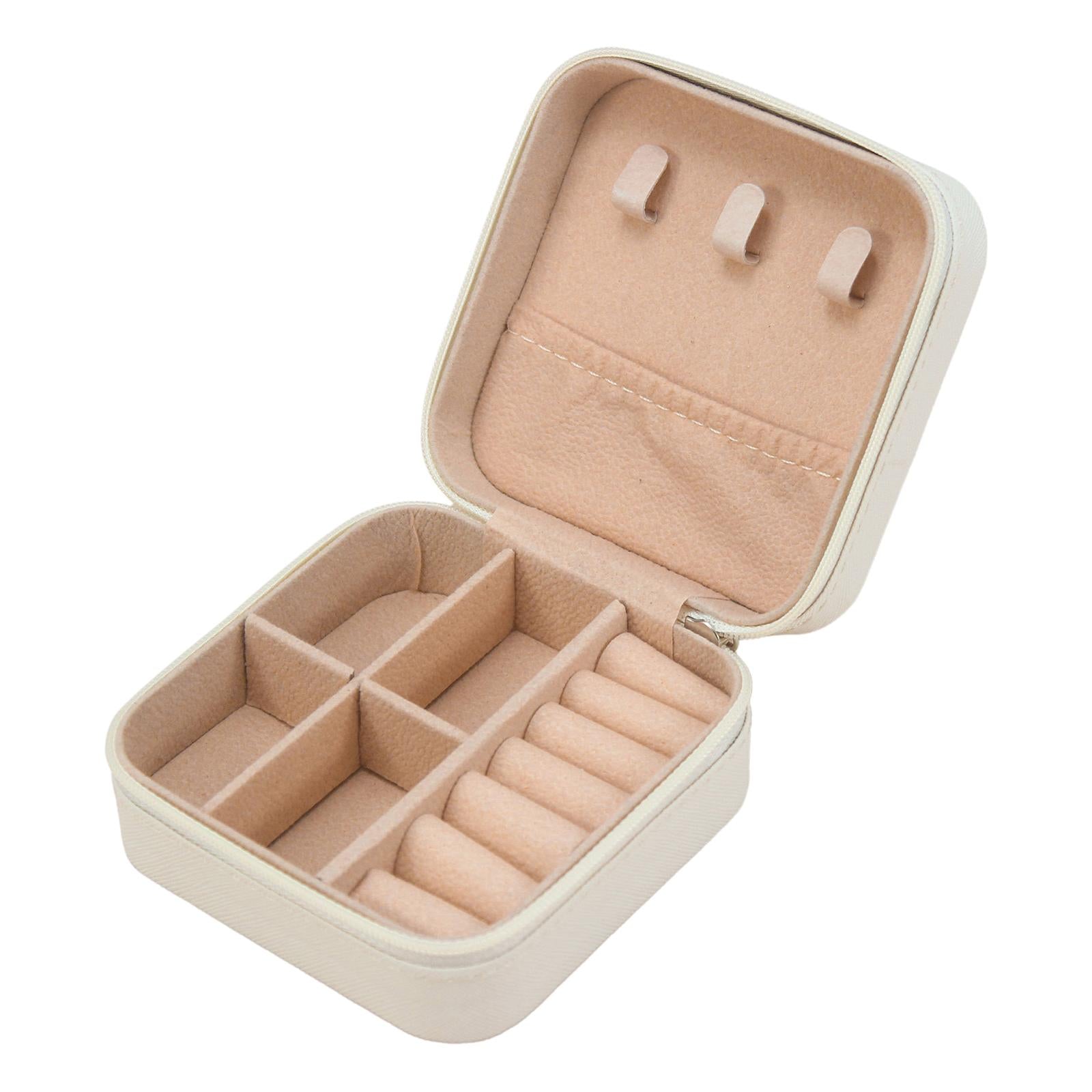 Jewelry Box Container Showcase Jewelry Storage Box for Pendant Charm Earring Beige