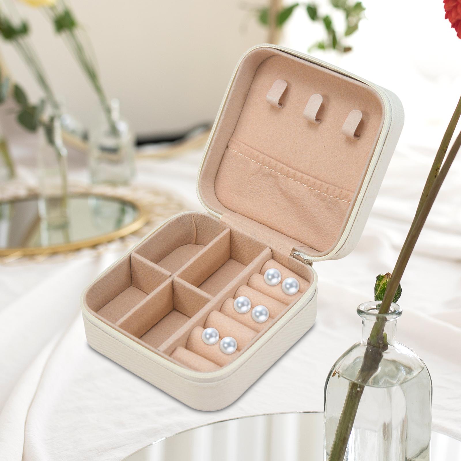 Jewelry Box Container Showcase Jewelry Storage Box for Pendant Charm Earring Beige