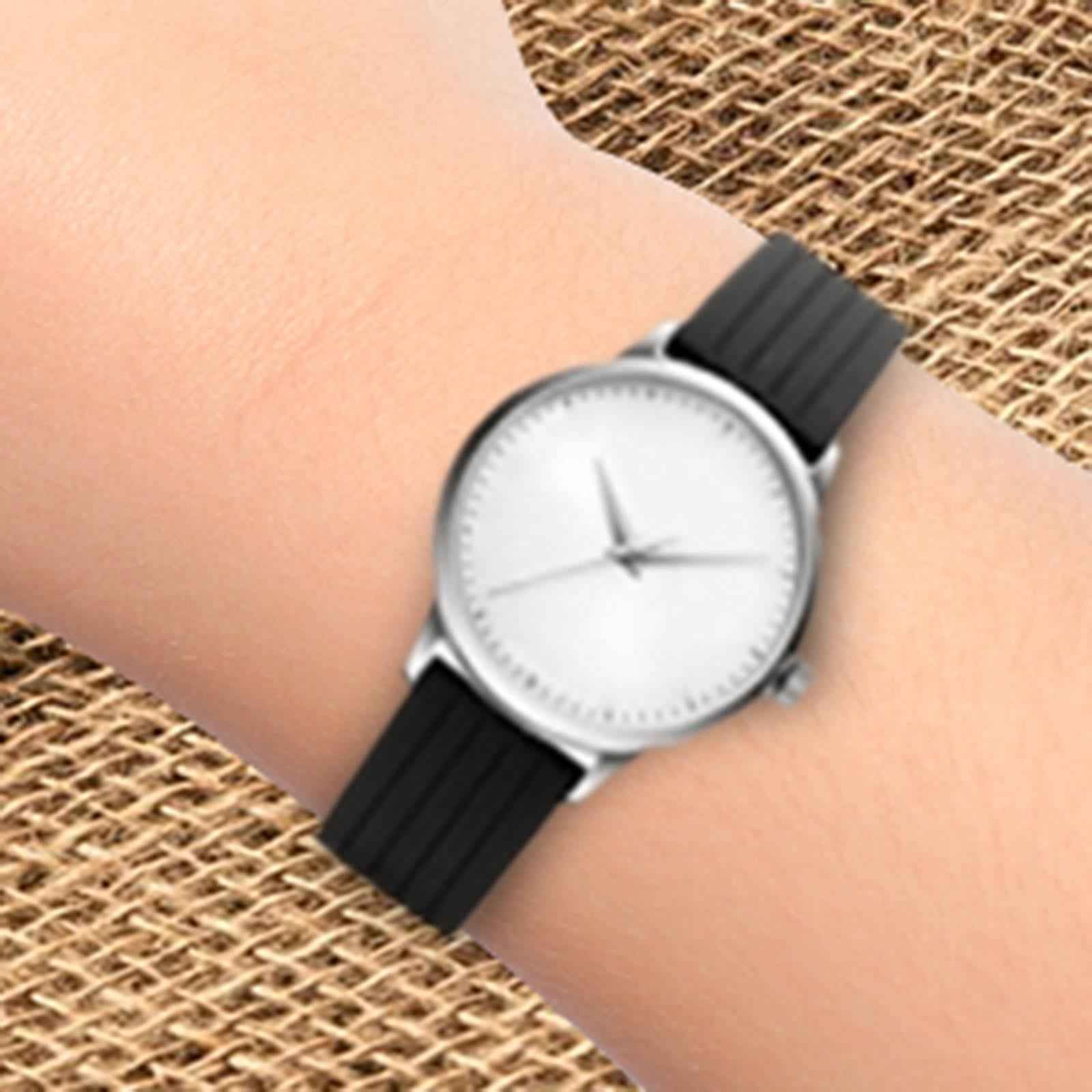 Silicone Watch Band Durable Fitness Striped Waterproof Wrist Strap Women Men 22mm black