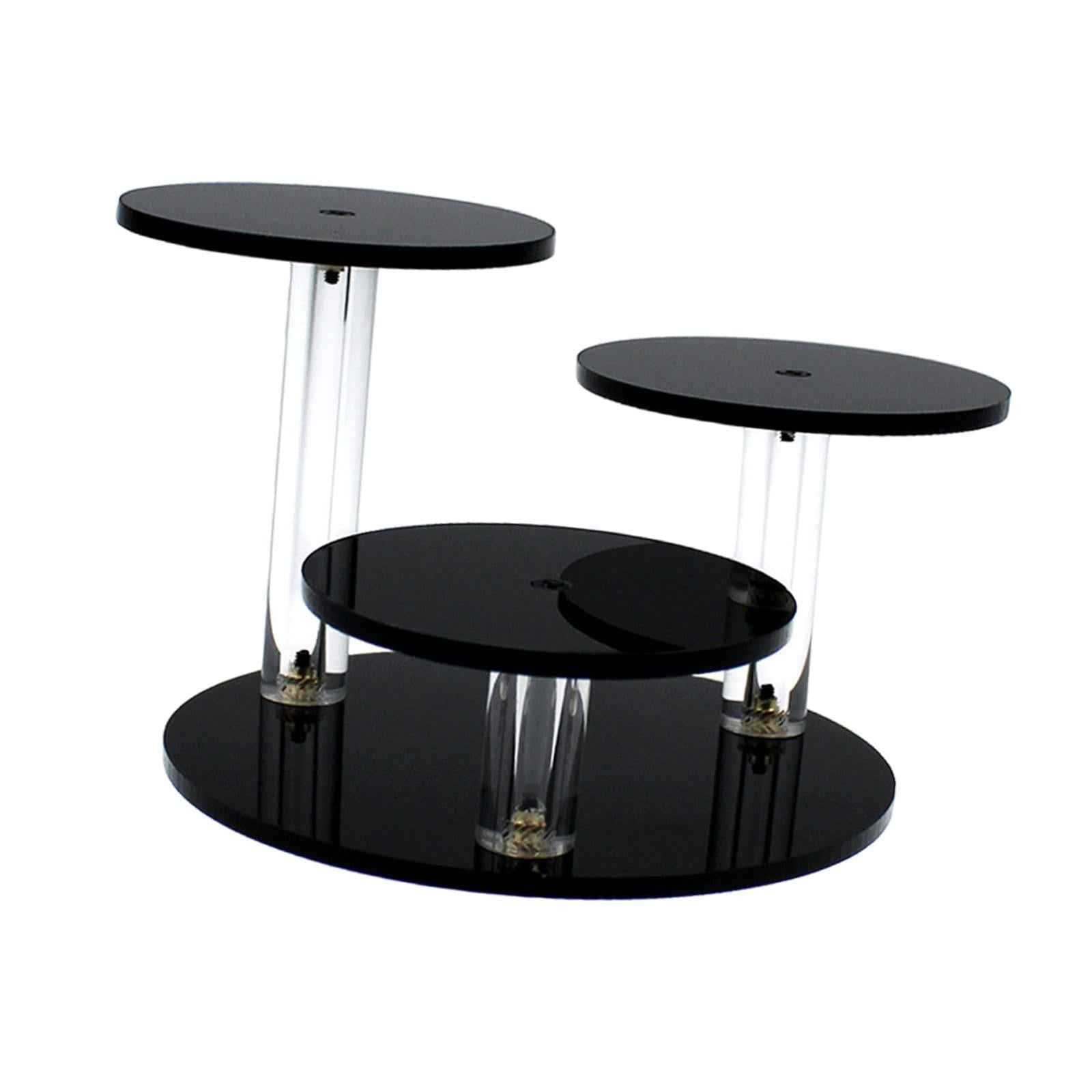 Round Acrylic Products Display Riser Stand 3 Tier for Jewelry Earrings Rocks Black