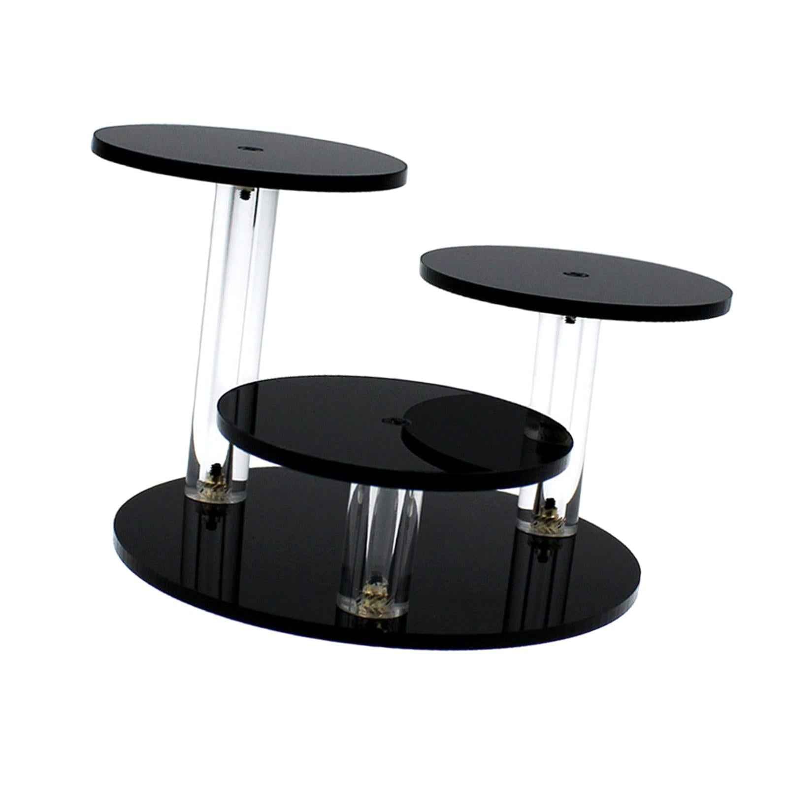 Round Acrylic Products Display Riser Stand 3 Tier for Jewelry Earrings Rocks Black