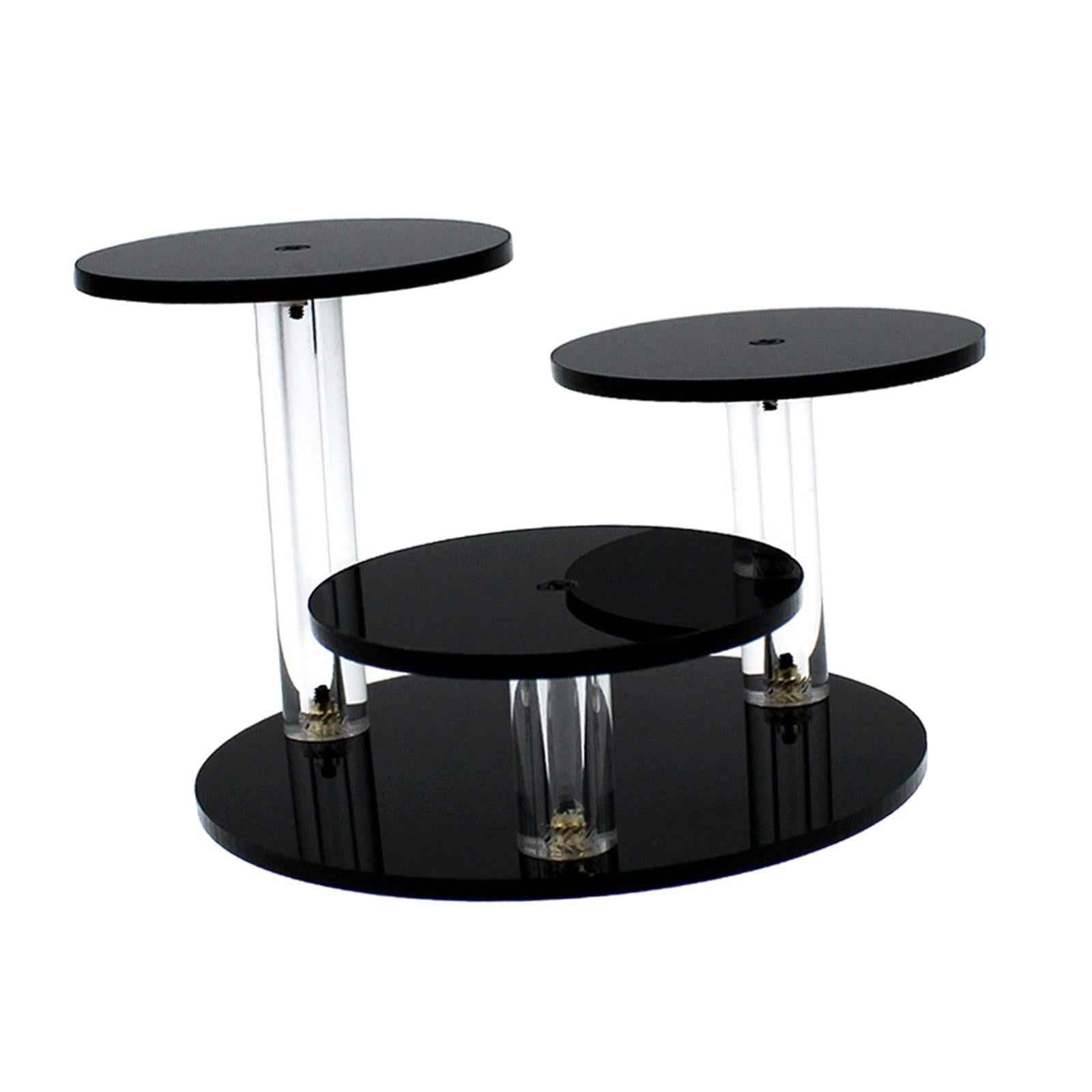 Round Acrylic Products Display Riser Stand 3 Tier for Jewelry Earrings Rocks Black