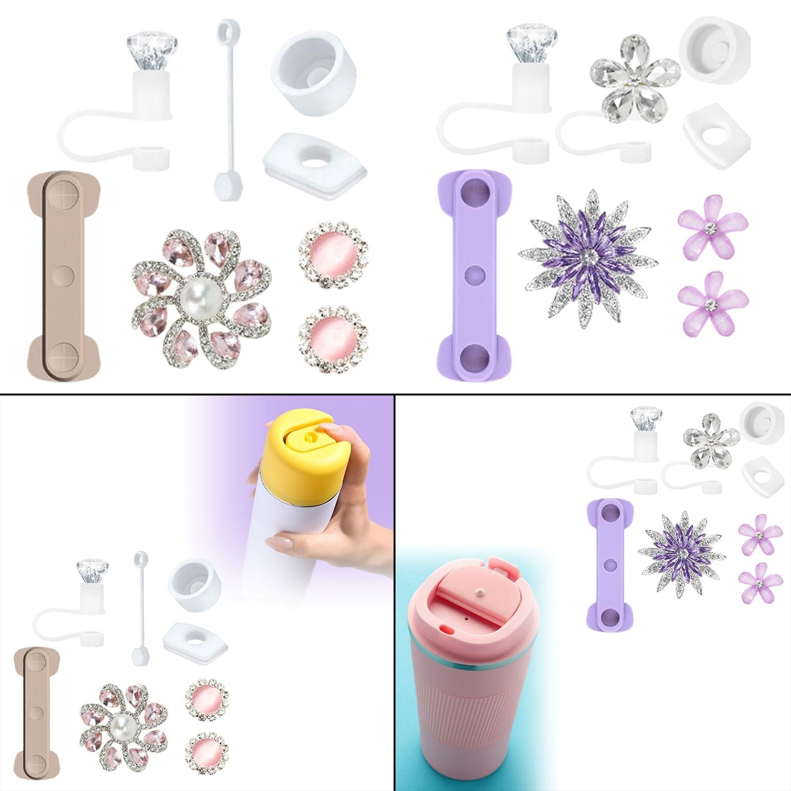 Cup Accessories Set Elegant for Tumbler Reusable Fashion Cup Decorations Set Style A