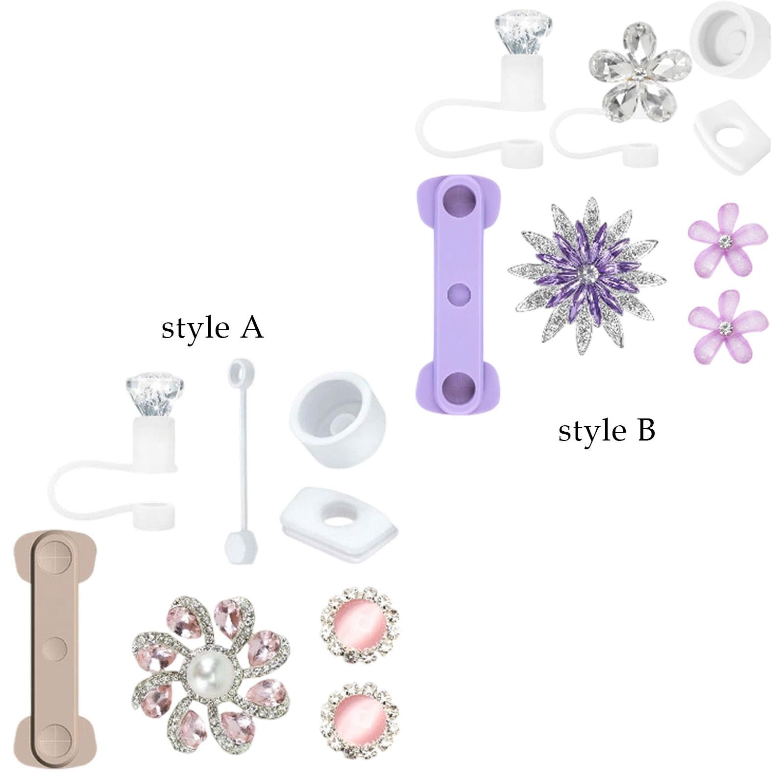 Cup Accessories Set Elegant for Tumbler Reusable Fashion Cup Decorations Set Style A