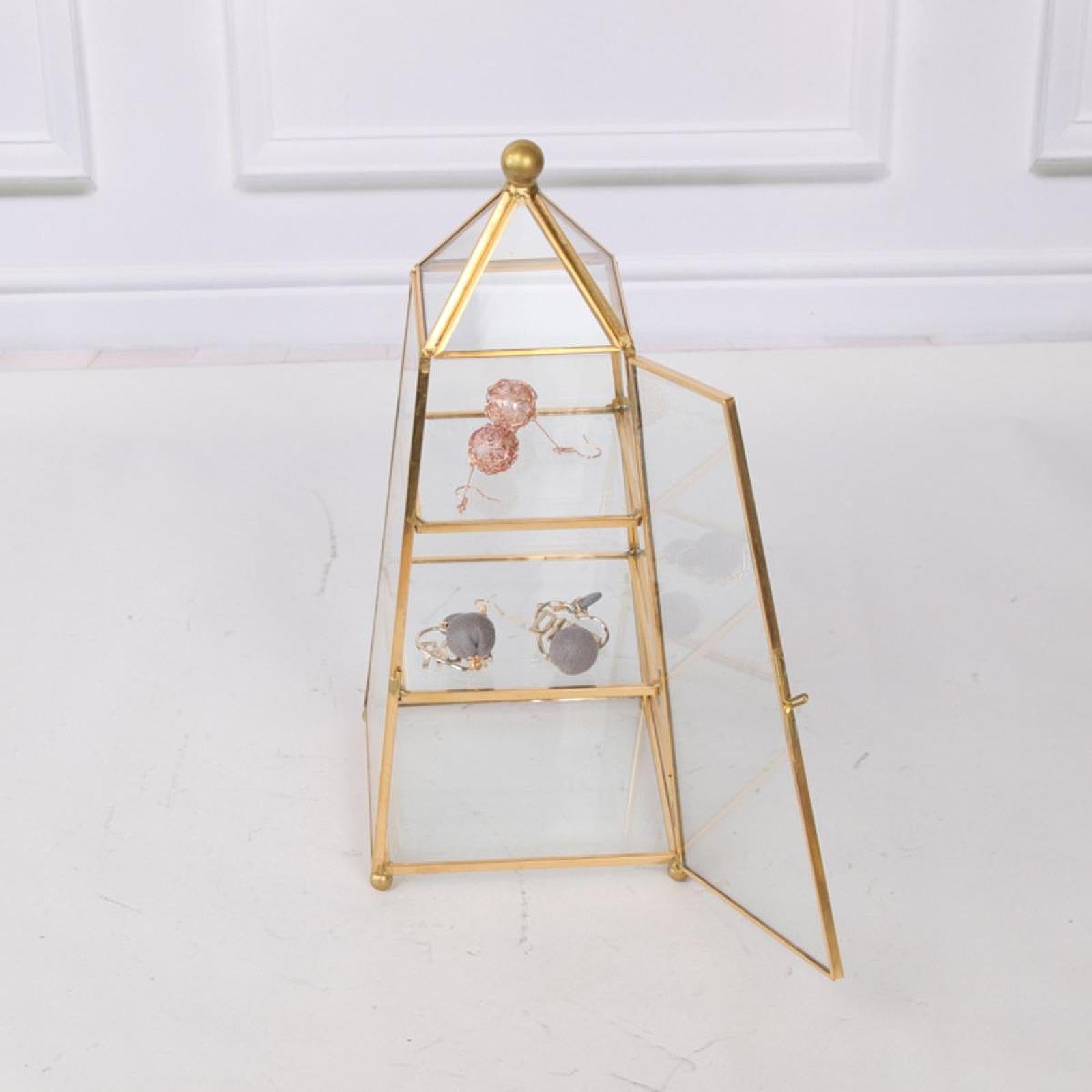 Glass Metal Jewelry Box Gift Makeup Storage Case for Anklets Rings Bracelets