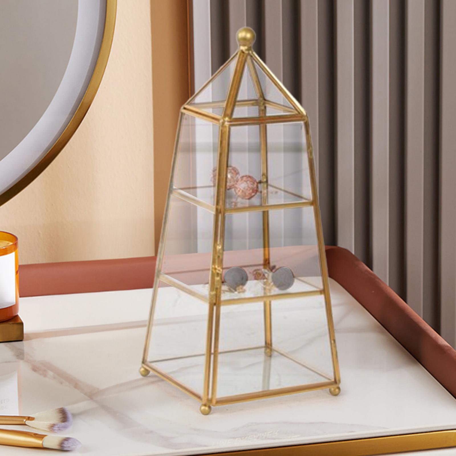 Glass Metal Jewelry Box Gift Makeup Storage Case for Anklets Rings Bracelets