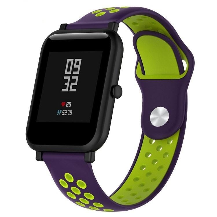 Double Colour Silicone Sport Wrist Strap for Huawei Watch Series 1 18mm (Purple + Mint Green)