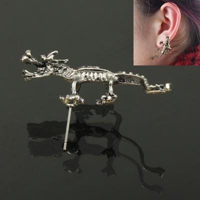 Dinosaur Style Pendant Ornament Earrings  Ear Stud Jewelry for Lady (Silver)