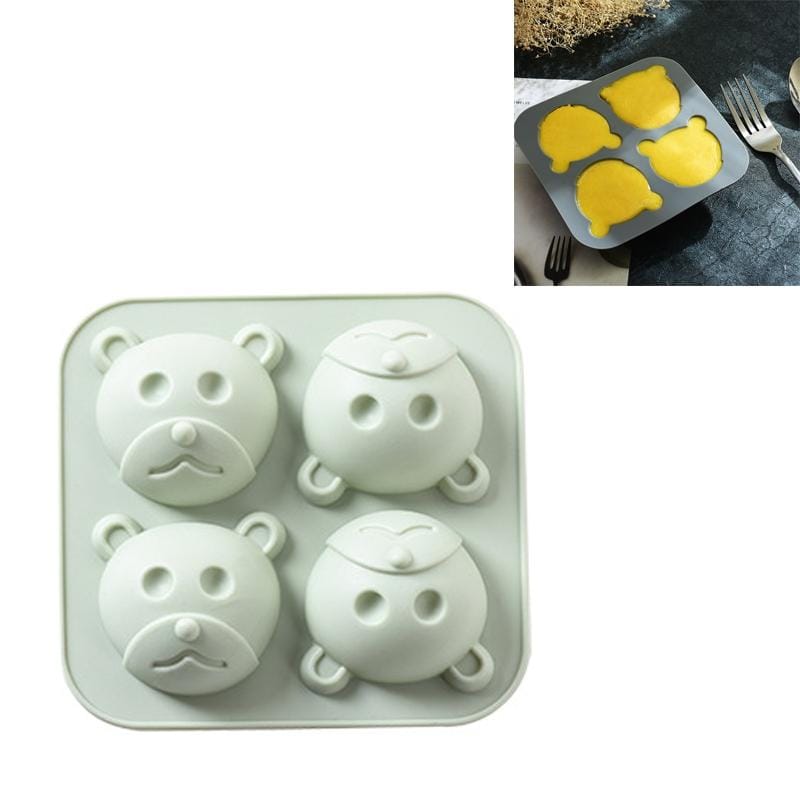 6 PCS Bear Silicone Ice Tray Cake Mold Jelly Pudding Rice Cake Chocolate Baking Mold (Green)