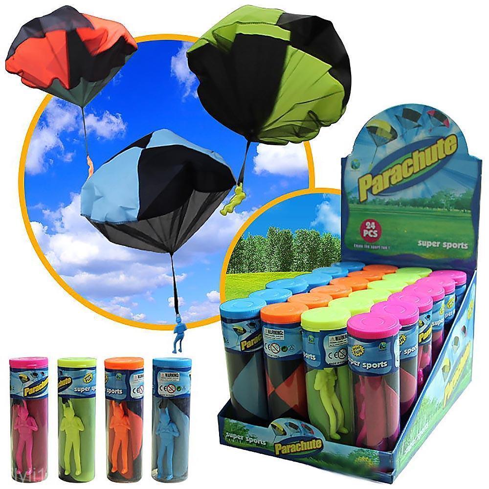 2xTangle Free Toy Hand Throwing Parachute Kite Outdoor Kid Toy, Orange+ Blue