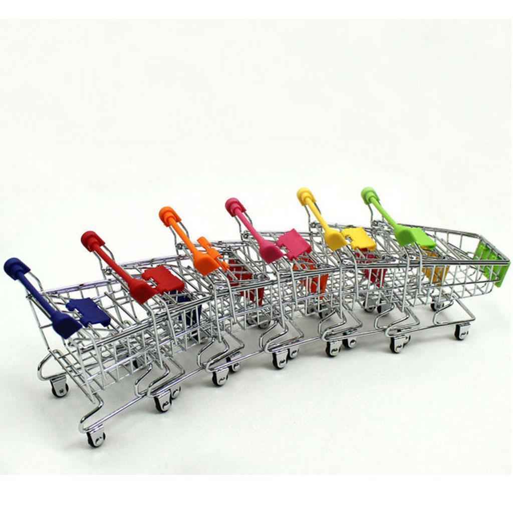 Kids Children Pretend Play Mini Shopping Entertainment Fun Cart Trolley Home Room Office Decor Toy Gift Yellow