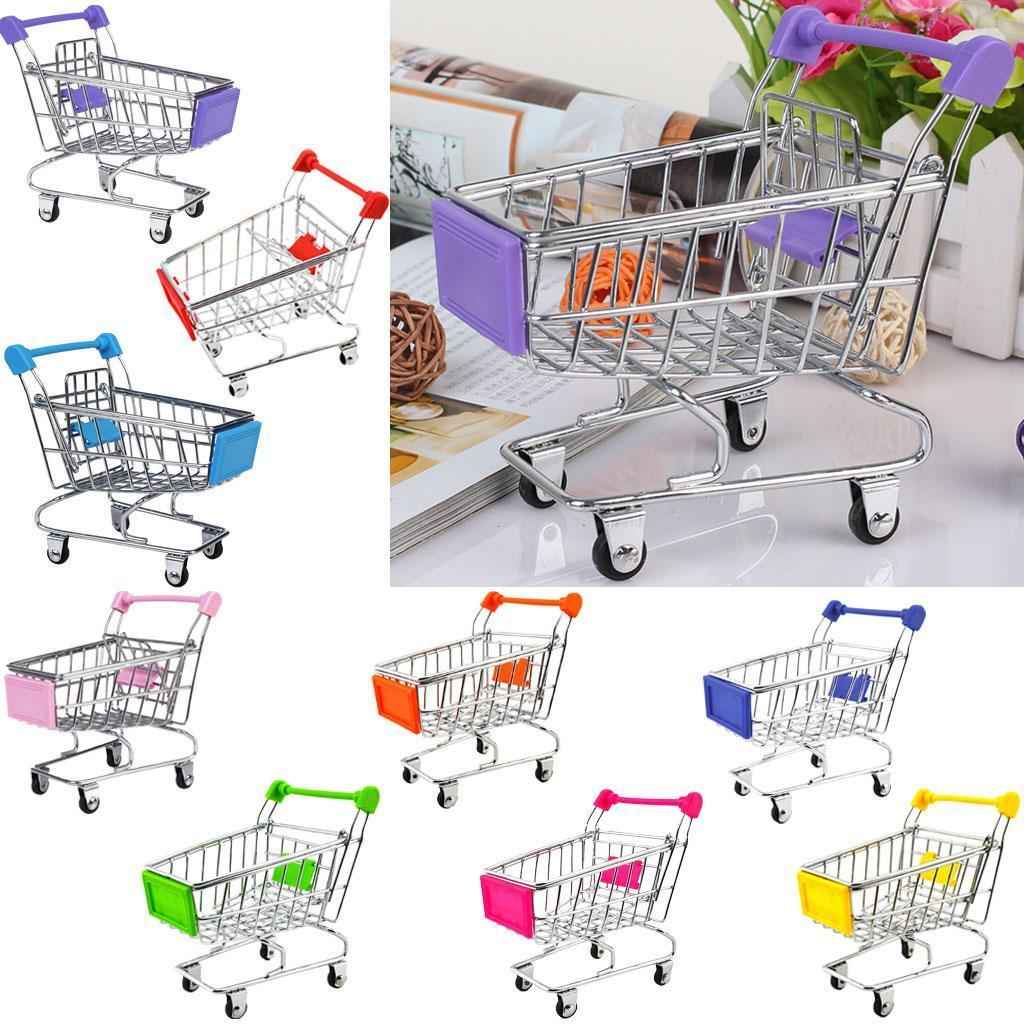Kids Children Pretend Play Mini Shopping Entertainment Fun Cart Trolley Home Room Office Decor Toy Gift Yellow