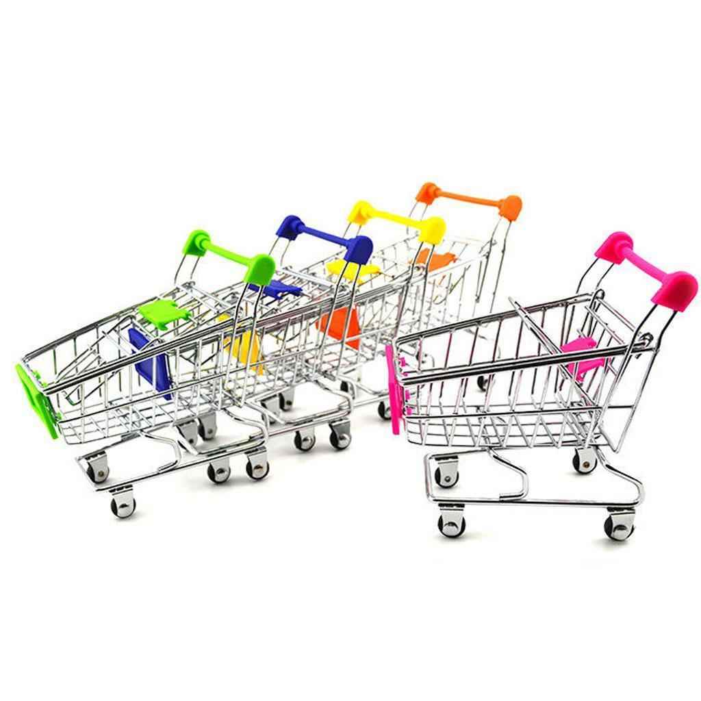 Kids Children Pretend Play Mini Shopping Entertainment Fun Cart Trolley Home Room Office Decor Toy Gift Yellow