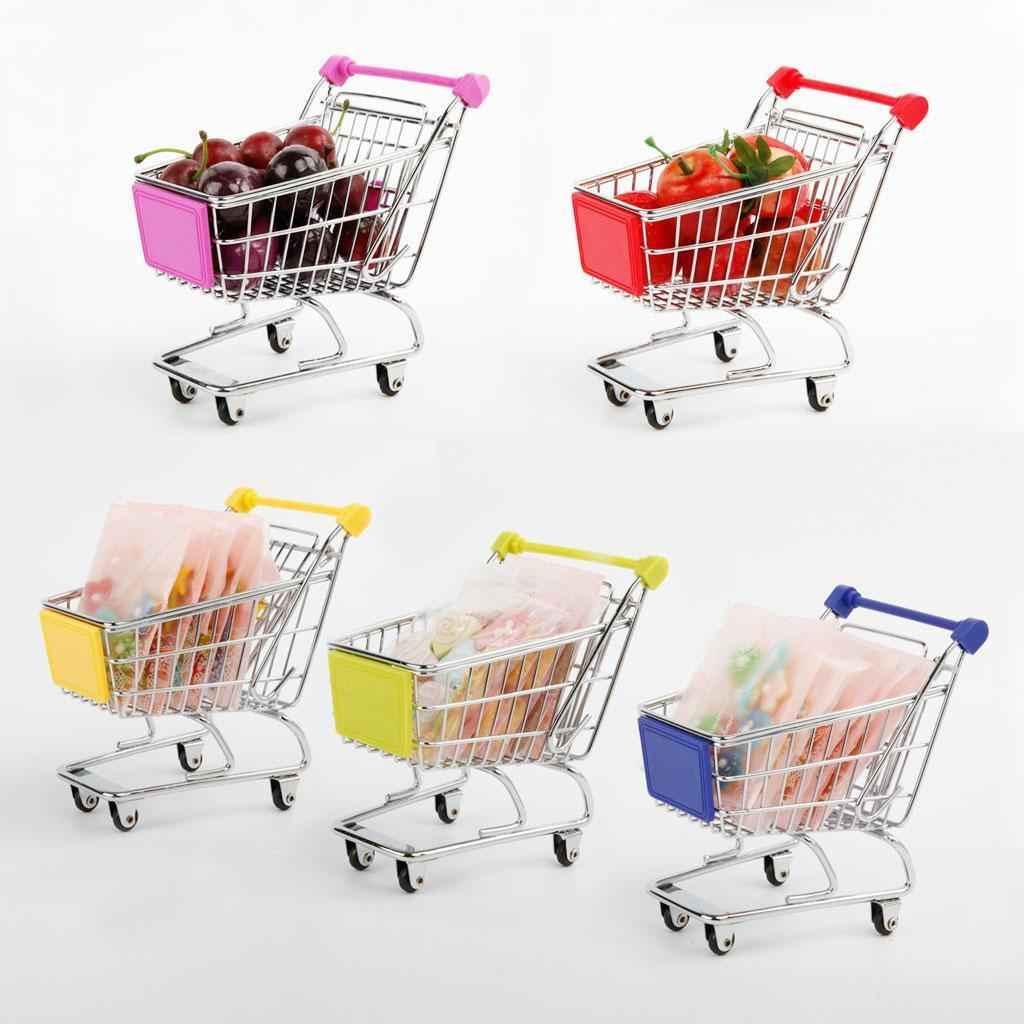 Kids Children Pretend Play Mini Shopping Entertainment Fun Cart Trolley Home Room Office Decor Toy Gift Yellow