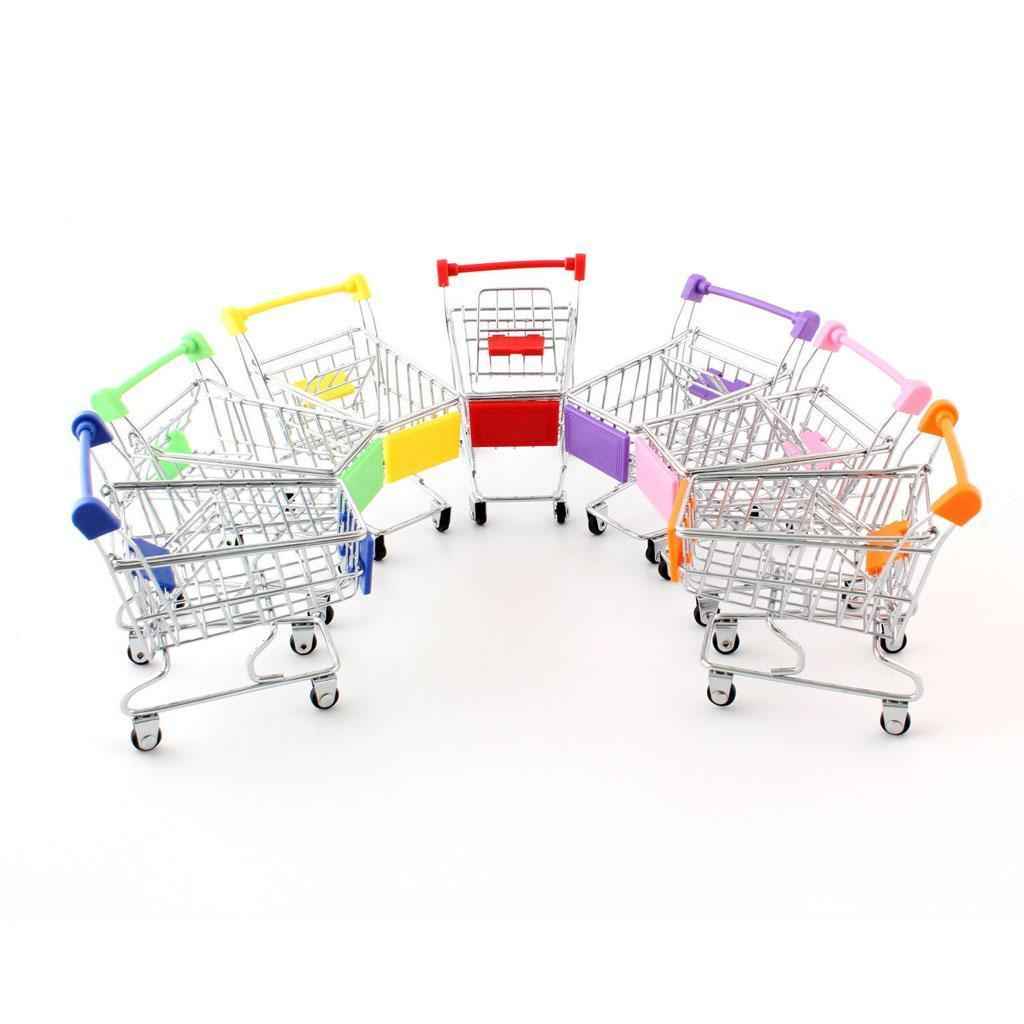 Kids Children Pretend Play Mini Shopping Entertainment Fun Cart Trolley Home Room Office Decor Toy Gift Yellow