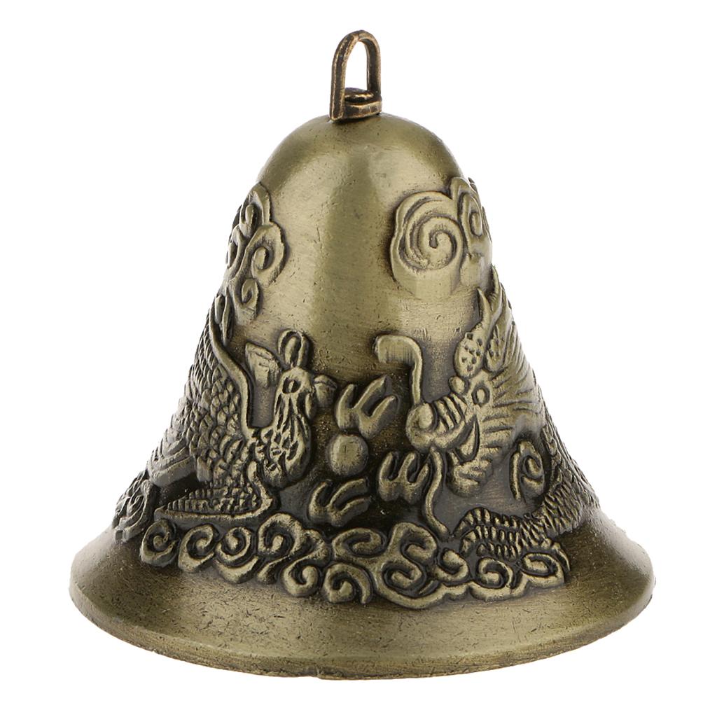3pcs Feng Shui Chinese Metal Bell Charm Dragon and Phoenix Figure Decor