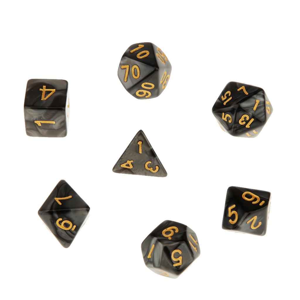 7X Polyhedral Dice 16mm for Dungeons and Dragons DND MTG Table Games Black