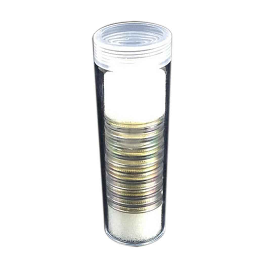 10 Pcs 25mm Protective Tube Holder Clear Round Cases Coin Storage Boxes
