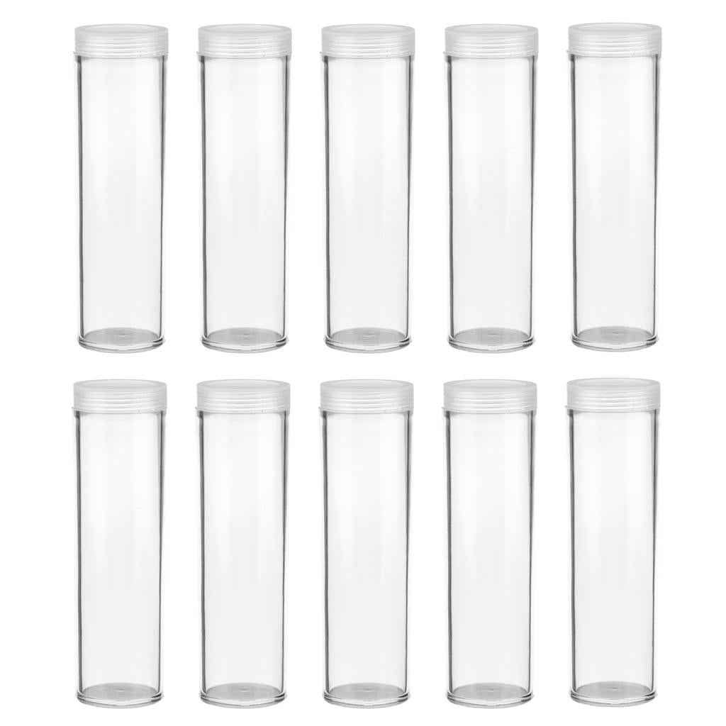 10 Pcs 25mm Protective Tube Holder Clear Round Cases Coin Storage Boxes