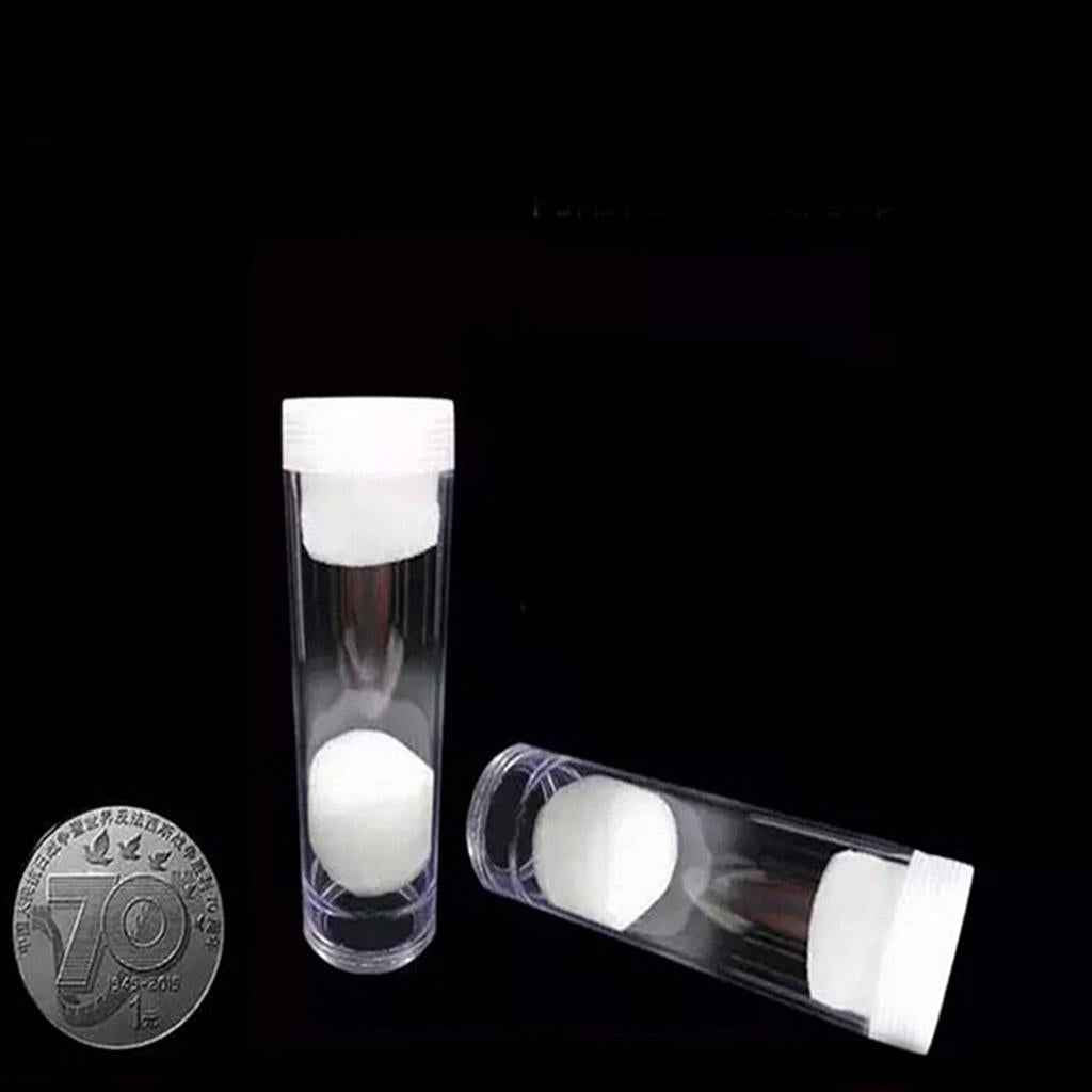 10 Pcs 25mm Protective Tube Holder Clear Round Cases Coin Storage Boxes