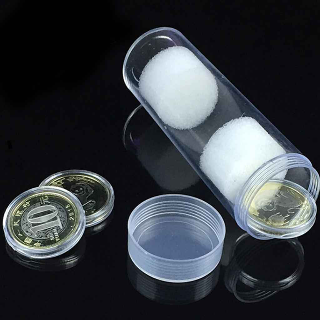 10 Pcs 25mm Protective Tube Holder Clear Round Cases Coin Storage Boxes