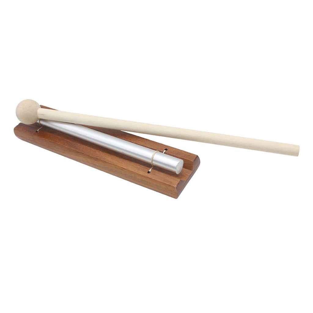 Solo Chime on Wooden Base w/ Mallet Single Rod for Yoga Meditation Energy