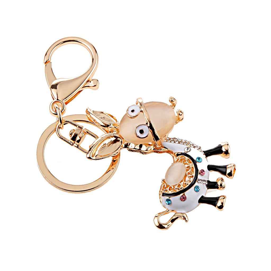 Cute Golden Ear Donkey Pendant Alloy Key Ring w/ Lobster Clasp