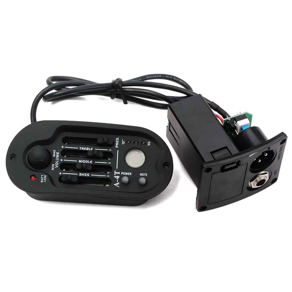 4 Band A-4T EQ Folk Guitar Preamp Equalizer Piezo Pickup with LCD Tuner 10cm