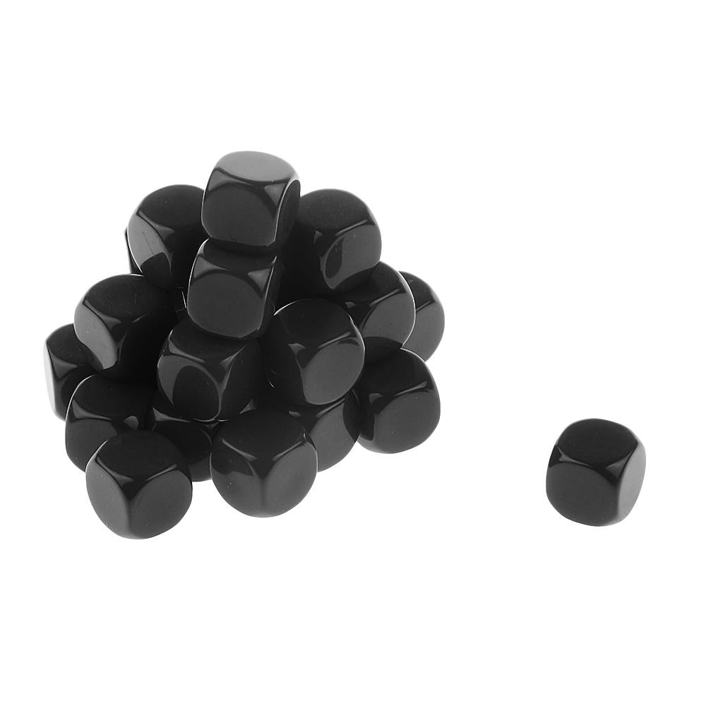 50x Opaque 16mm Six Sided Dices D6 Dies for D&D RPG Party Game Black & White