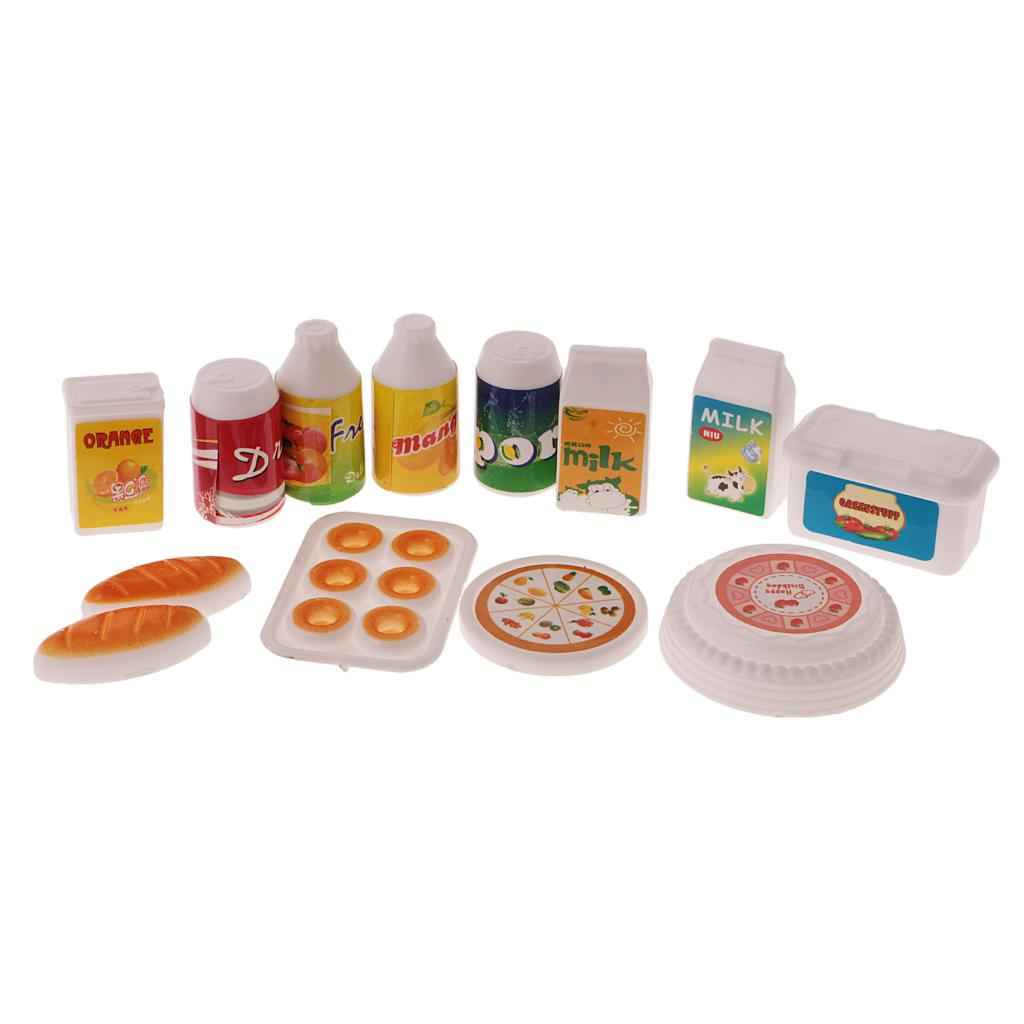 12Pcs Dollhouse Miniature Juice Milk Drinks Food Set for Dolls