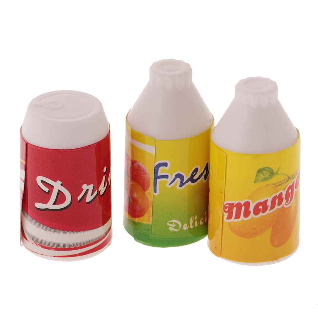 12Pcs Dollhouse Miniature Juice Milk Drinks Food Set for Dolls