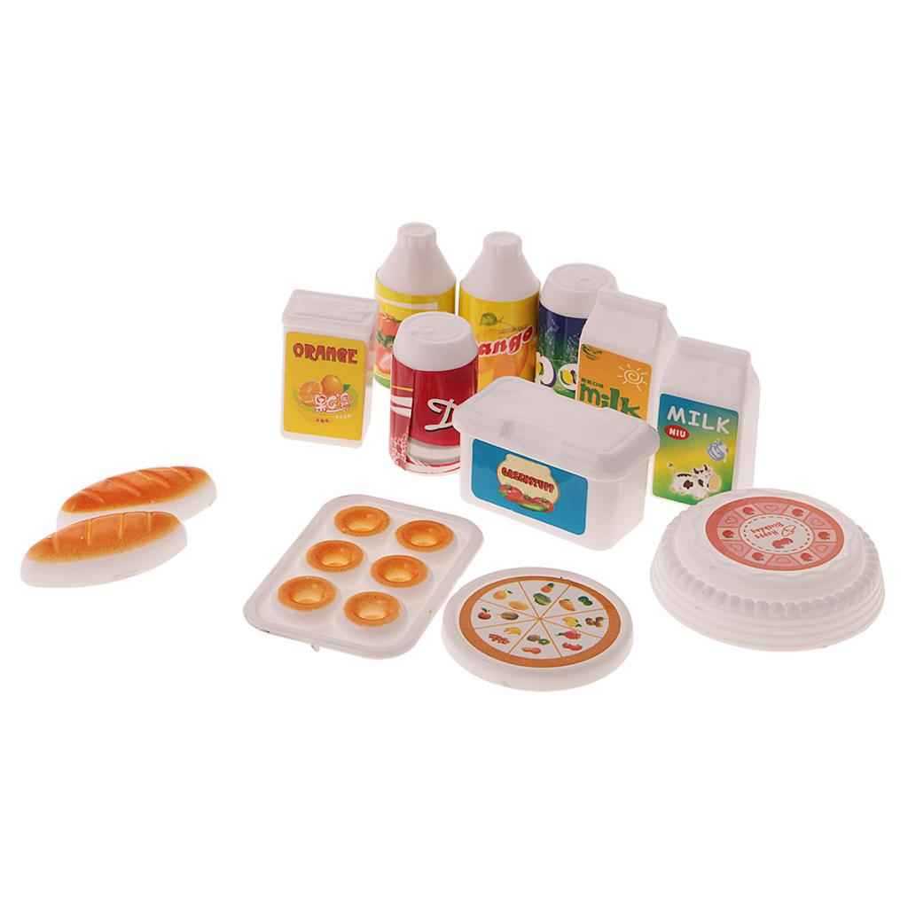 12Pcs Dollhouse Miniature Juice Milk Drinks Food Set for Dolls