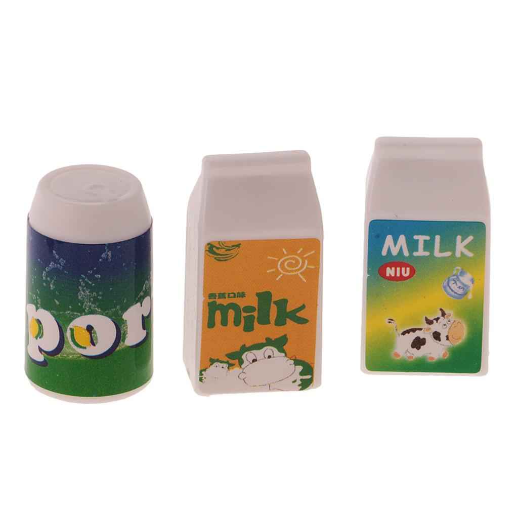 12Pcs Dollhouse Miniature Juice Milk Drinks Food Set for Dolls
