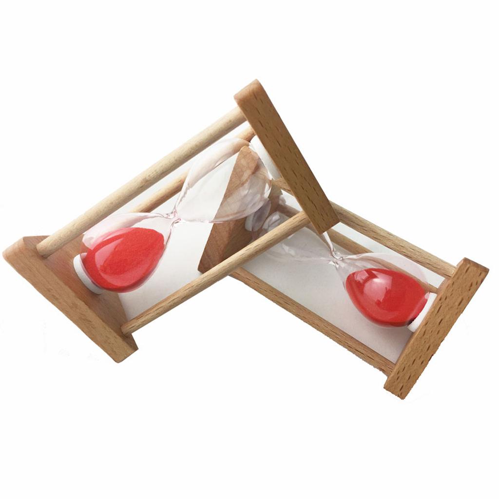 2Pieces 1Minute Wooden Frame Sandglass Hourglass Sand Timer Clock Home Decor