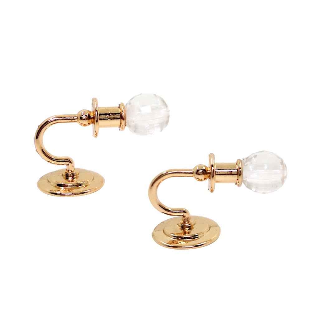 2 Pieces Metal 1:12 Dollhouse Miniature Wall Light Lamp Model Decor Toys