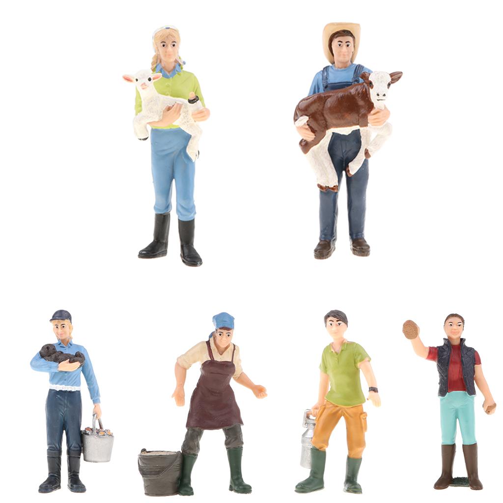 6pcs/set Realistic Farmer Figurine Human Model Collection Kids Toy Gift