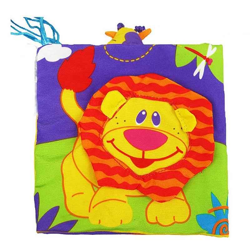 Baby Crib Cloth Book Animal Puzzle Toys Elephant/Lion/Giraffe/Monkey for Kids Infants Educational Development - Rattle Crib Bed Gallery Bumper Pad
